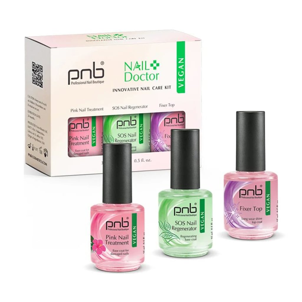 Набір для нігтів PNB Nail Doctor (топ для лаку, 15 мл + база для нігтів, 15 мл + зміцнювач нігтів, 15 мл)