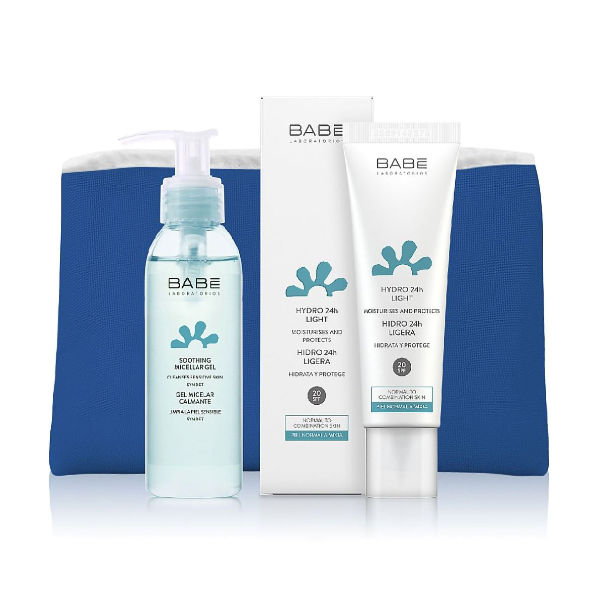 Набір для обличчя BABE Laboratorios (міцелярний гель, 90 мл + крем SPF 20, 50 мл + косметичка)