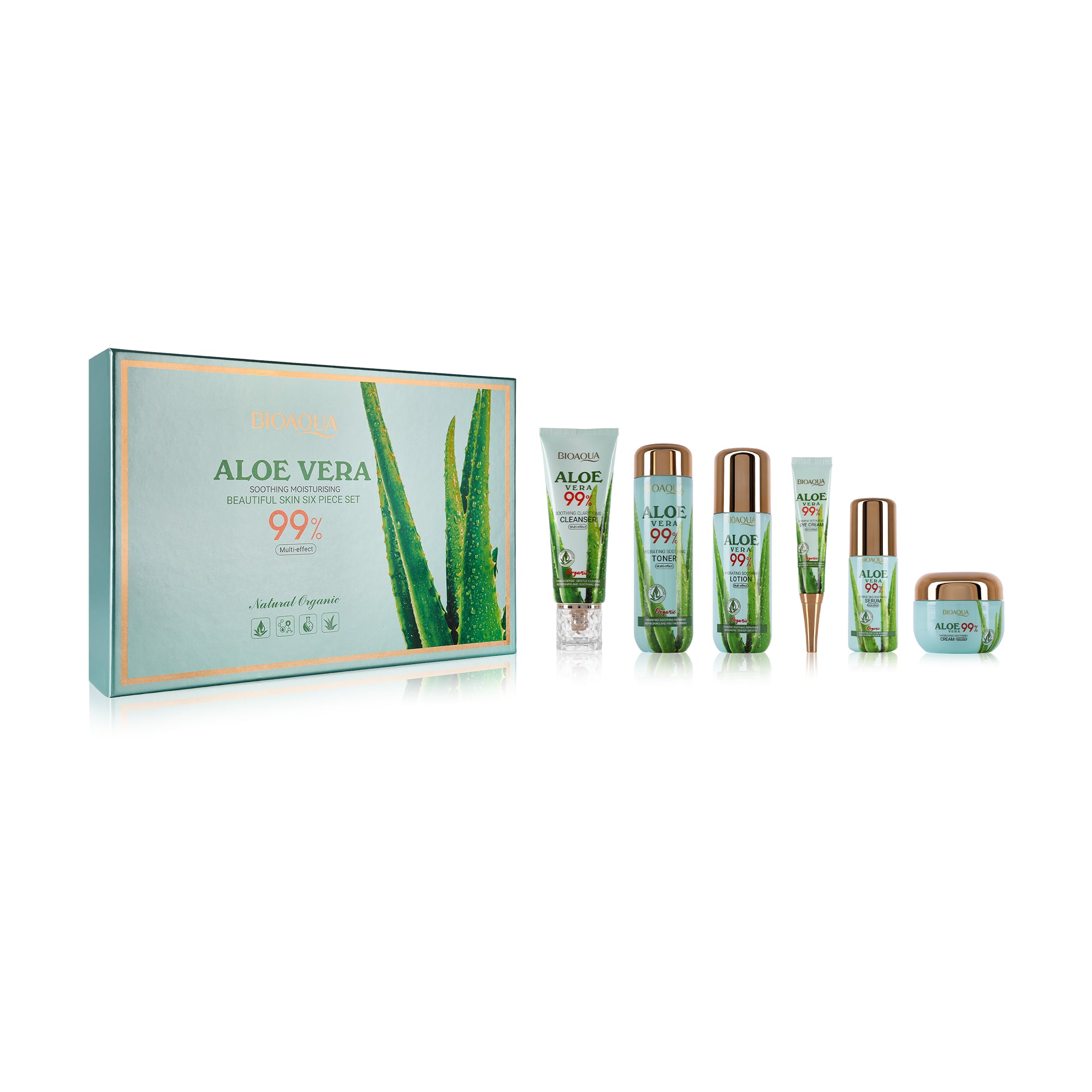 Набір для обличчя Bioaqua Aloe Vera Soothing Moisturizing Beautiful Skin Six-Piece Set, 6 продуктів