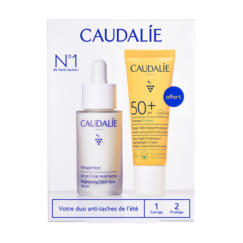 Набір для обличчя Caudalie (сироватка Vinoperfect, 30 мл + сонцезахистний легкий крем Vinosun, 20 мл)