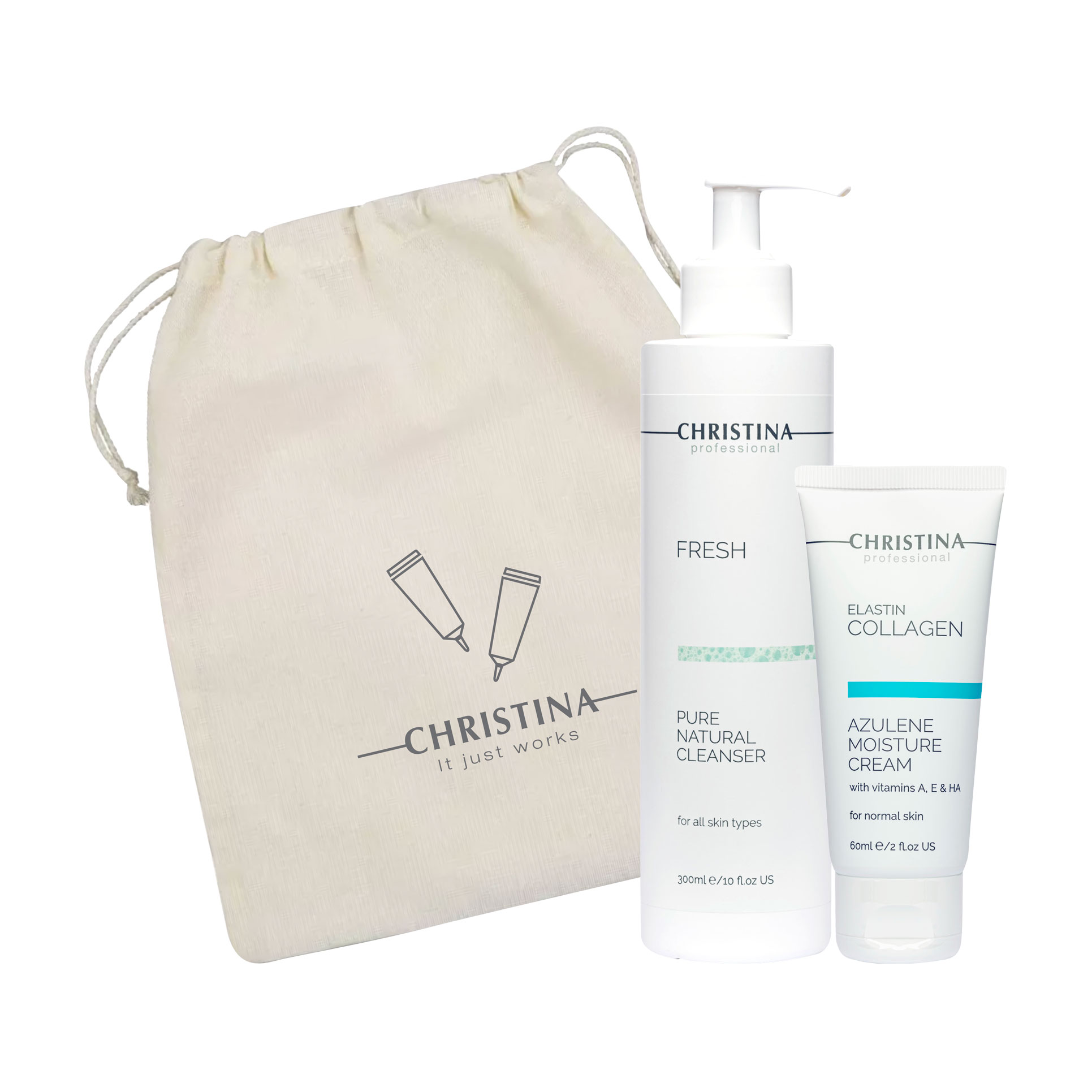 Набір для обличчя Christina Cleansing &amp; Moisturizing For All Skin Types Gift Set (гель, 300 мл + крем, 60 мл)