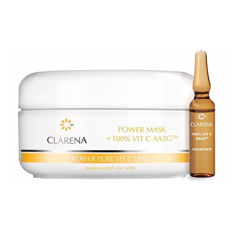 Набір для обличчя Clarena Power Pure Vitamin C Line Power Mask + 100% Vit C Aa2g (маска, 100 мл + вітамін С, 3 мл) для професійного використання
