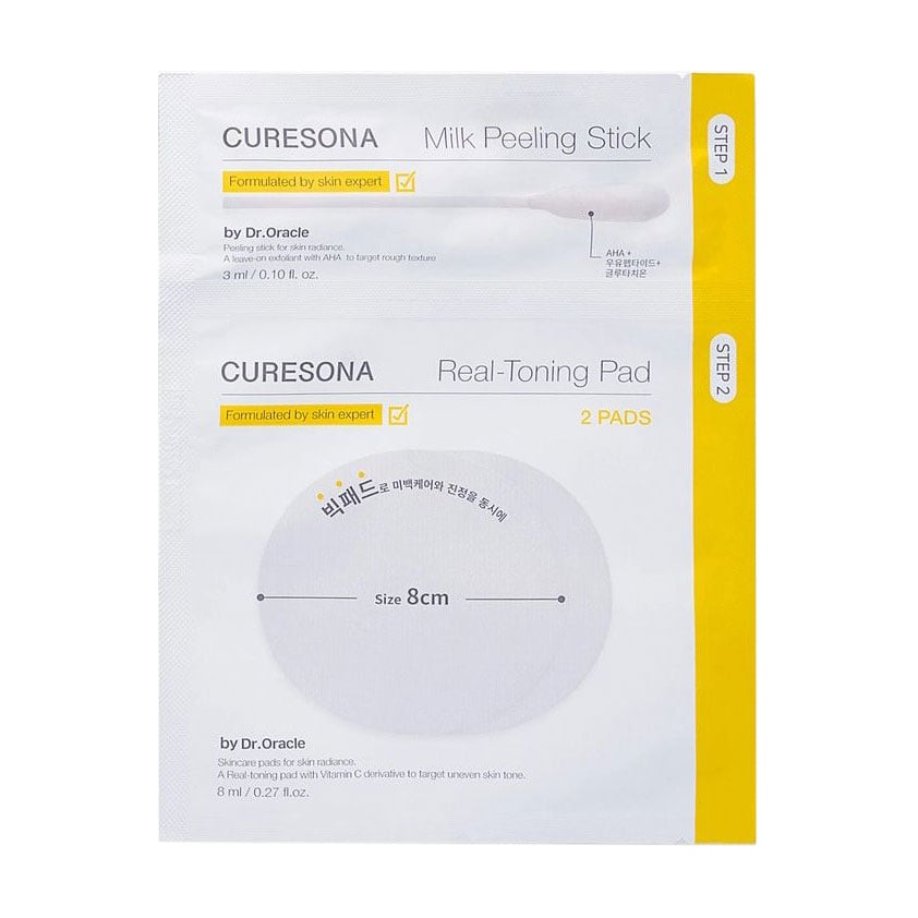 Набір для обличчя CURESONA Real Toning Care Kit для тонізувального догляду (пілінг-пади, 8 мл + пілінг-палочка, 3 мл)