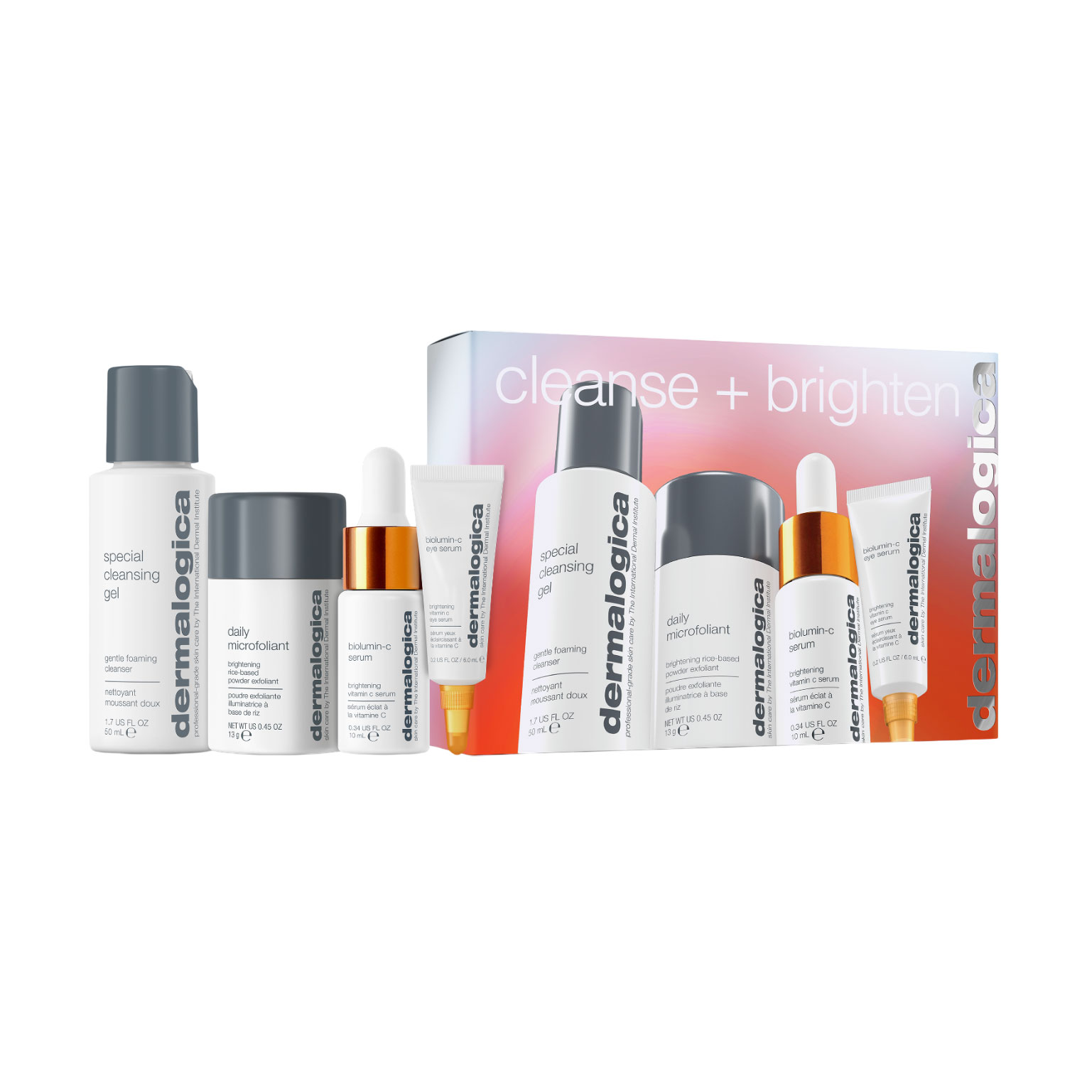 Набір для обличчя Dermalogica Cleanse + Brighten Kit Очищення та сяяння (сироватка, 10 мл + сироватка, 6 мл + гель, 50 мл + очищувальна пудра, 13 г)