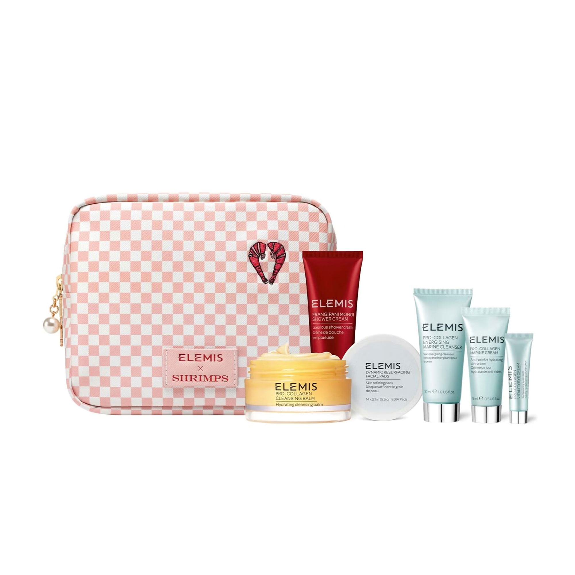 Набір для обличчя Elemis Shrimps Travel Icons Collection Легендарна колекція бестселерів у тревел-косметичці для неї, 7 продуктів