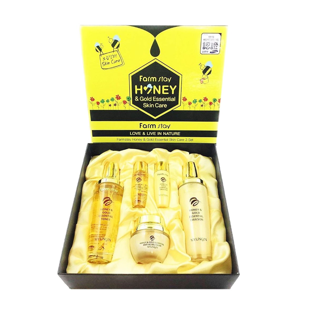 Набір для обличчя FarmStay Honey &amp; Gold Essential Skin Care (тонер, 130 мл + тонер, 30 мл + емульсія, 130 мл + емульсія, 30 мл + крем, 50 мл)