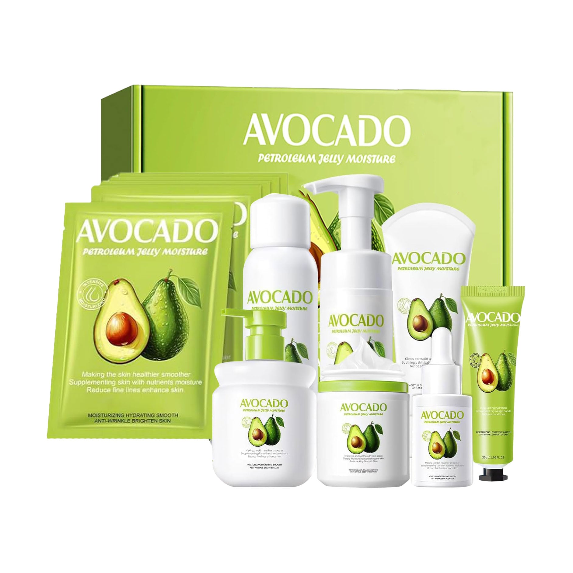 Набір для обличчя Fayankou Avocado &amp; Vaseline Moisturizing Set, 12 продуктів