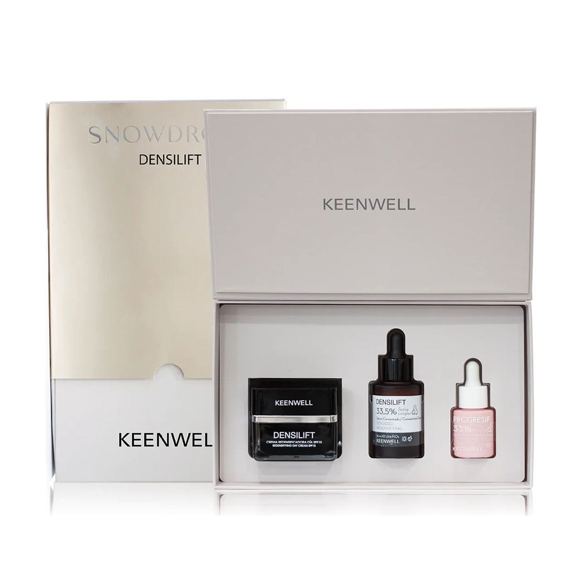 Набір для обличчя Keenwell Densilift Ліфтинг та відновлення пружності (крем, 50 мл + сироватка, 30 мл + сироватка для шкіри навколо очей, 15 мл)