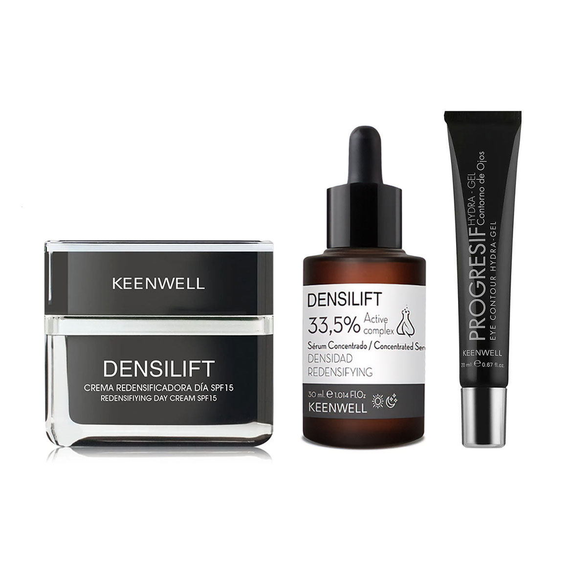 Набір для обличчя Keenwell Densilift Відновлення пружності (денний крем, 50 мл + сироватка, 30 мл + гель для шкіри навколо очей, 20 мл)