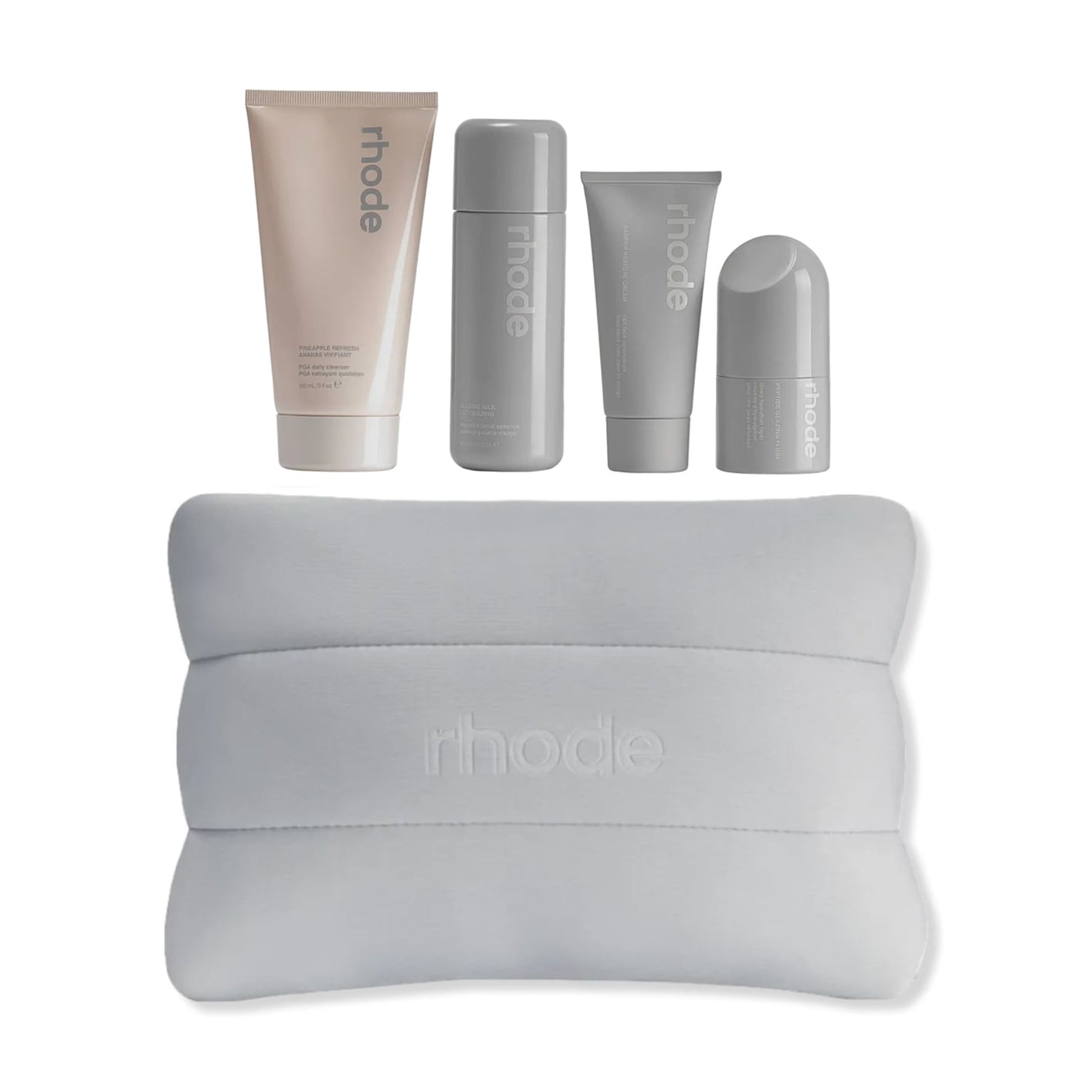 Набір для обличчя rhode Four Daily Skin Essentials (гель для вмивання, 150 мл + молочко, 140 мл + сироватка, 50 мл + крем, 50 мл + косметичка, 1 шт)
