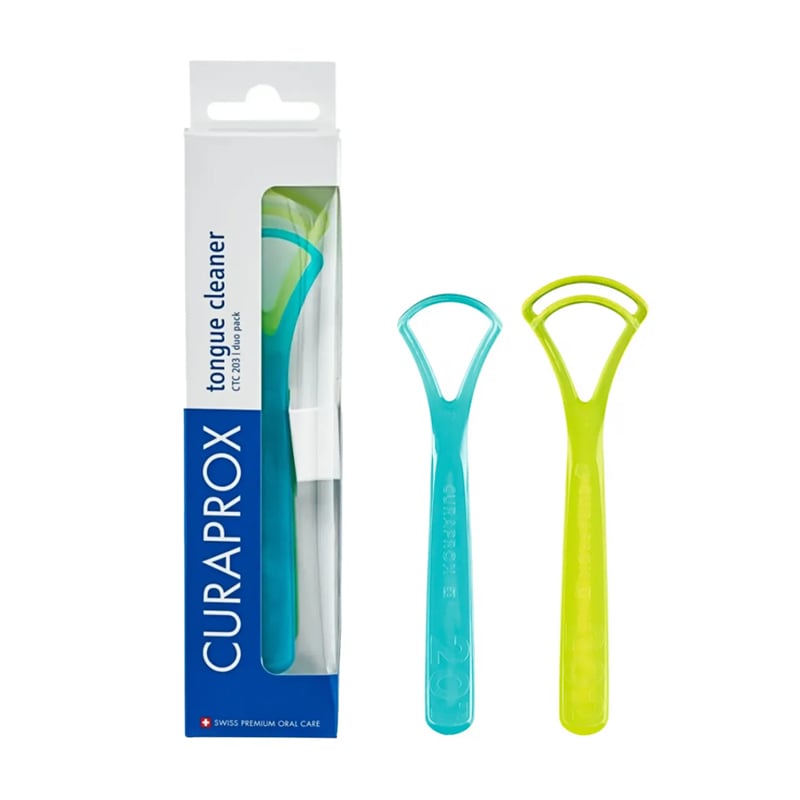 Набір для очищення язика Curaprox Tongue Cleaner CTC 203 (скребок з одним лезом, 1 шт + скребок з подвійним лезом, 1 шт)
