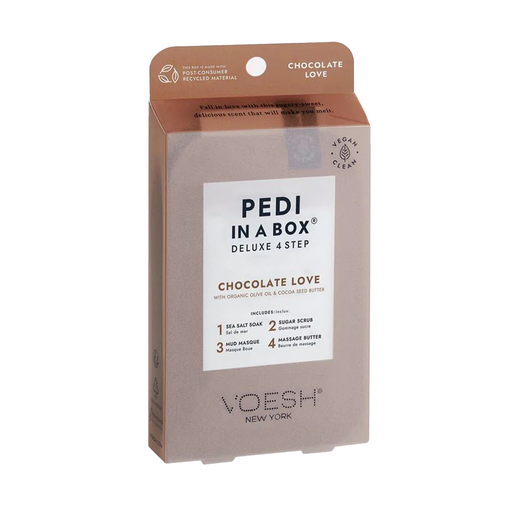 Набір для педикюру VOESH Pedi In A Box Deluxe 4 Step Chocolate Love (морська сіль, 35 г + скраб, 20 г + маска, 20 г + олія для масажу, 15.5 г)