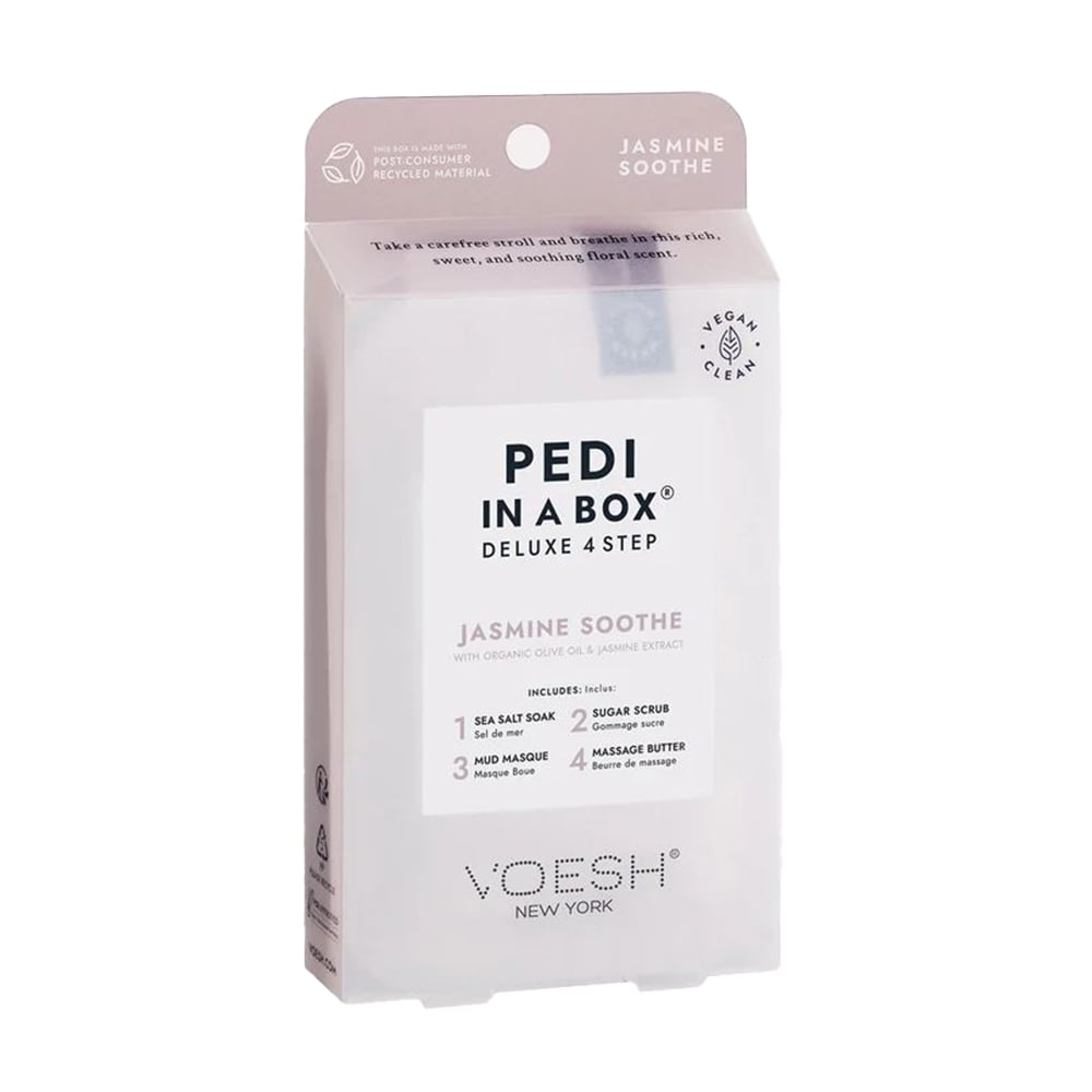 Набір для педикюру VOESH Pedi In A Box Deluxe 4 Step Jasmine Soothe (морська сіль, 35 г + скраб, 20 г + маска, 20 г + олія для масажу, 15.5 г)