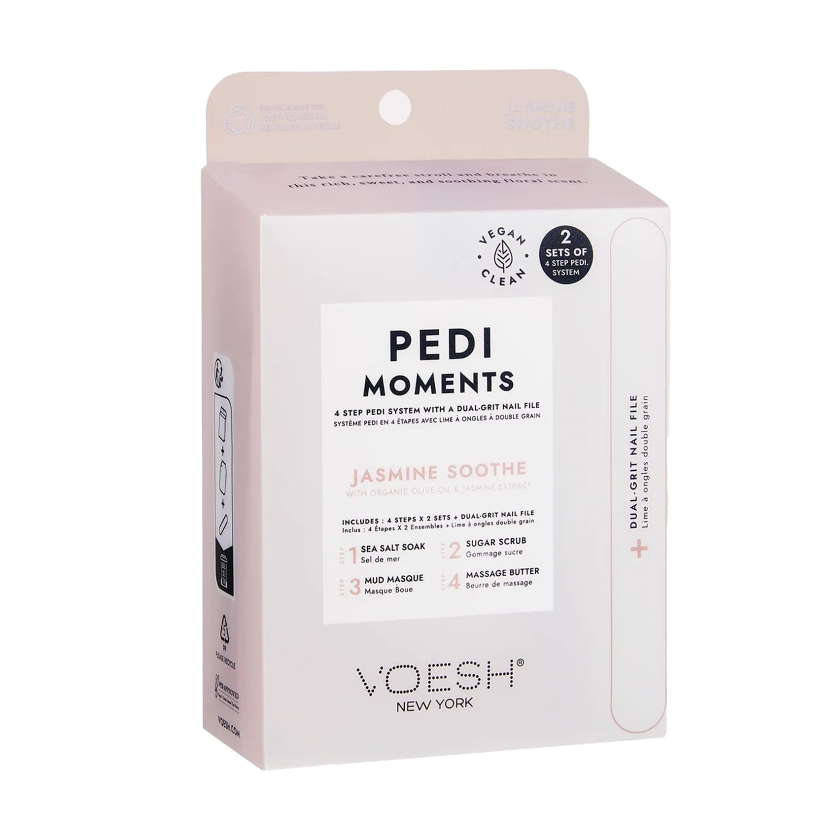 Набір для педикюру VOESH Pedi Moments Duo Jasmine Soothe (морська сіль, 2*35 г + скраб, 2*20 г + маска, 2*20 г + олія, 2*15.5 г + пилочка, 1 шт)