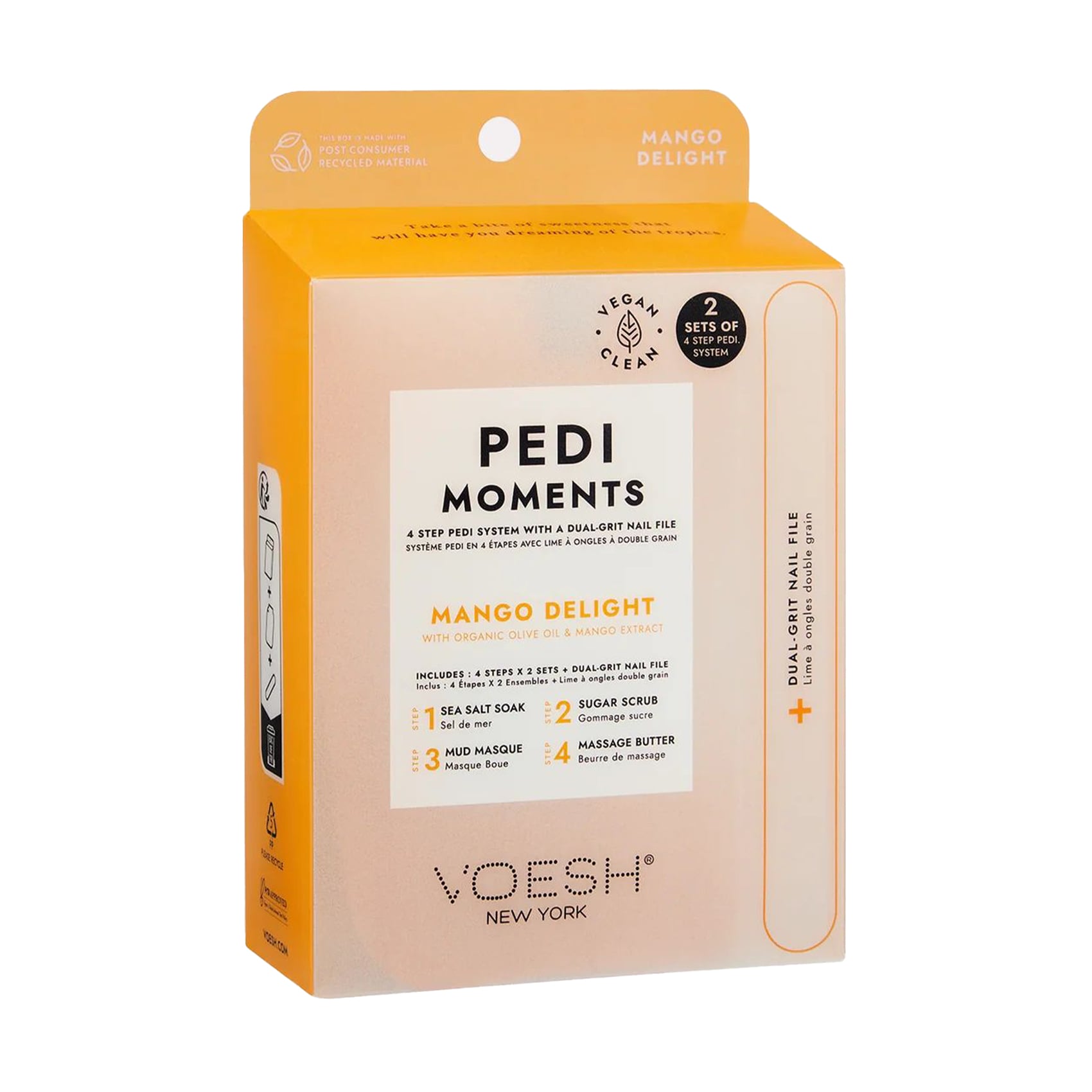 Набір для педикюру VOESH Pedi Moments Duo Mango Delight (морська сіль, 2*35 г + скраб, 2*20 г + маска, 2*20 г + олія, 2*15.5 г + пилочка, 1 шт)