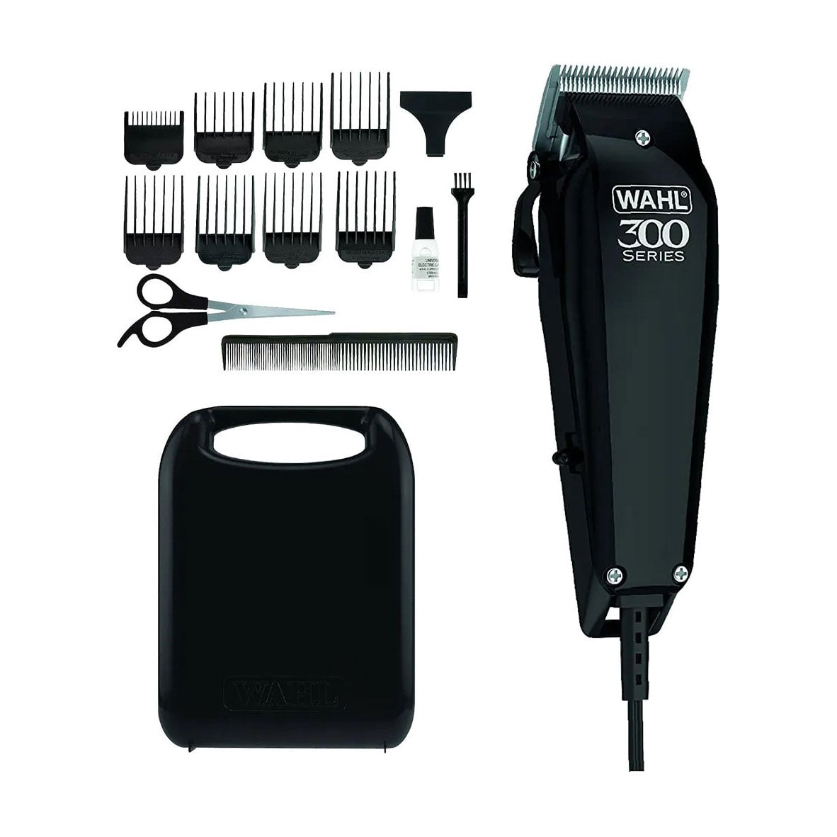 Набір для стрижки WAHL Home Pro 300 Cordless чорна (машинка, 1 шт + насадки, 10 шт +  кейс, 1 шт + олія, 1 шт + ножиці, 1 шт) (09247-1316)