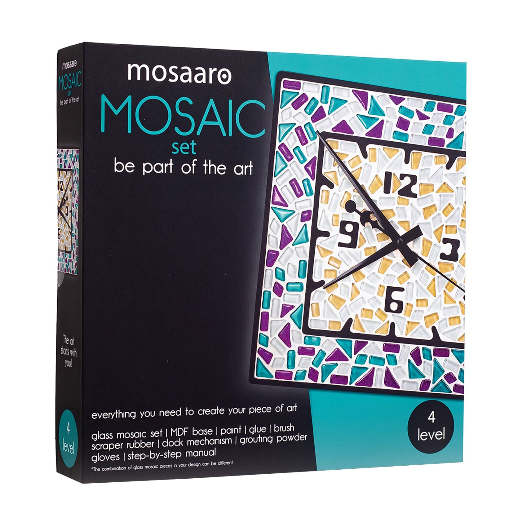 Набір для створення скляної мозаїки Mosaaro Годинник (квадратний), 29*29 см (MA4002)