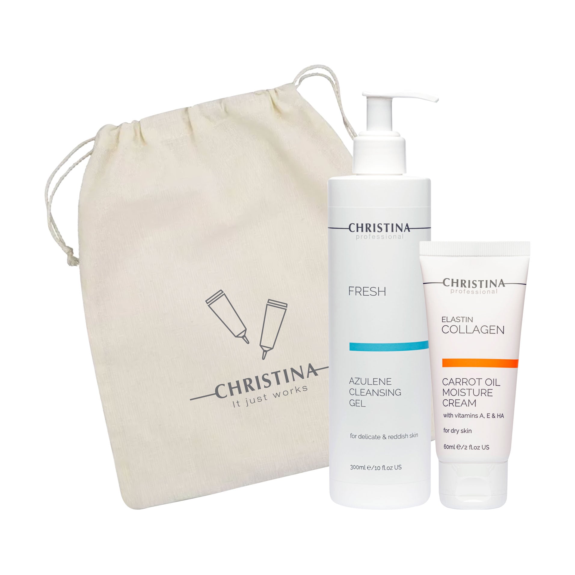 Набір для сухої шкіри обличчя Christina Gift Set Cleansing &amp; Moisturizing For Dry Skin (гель, 300 мл + крем, 60 мл)