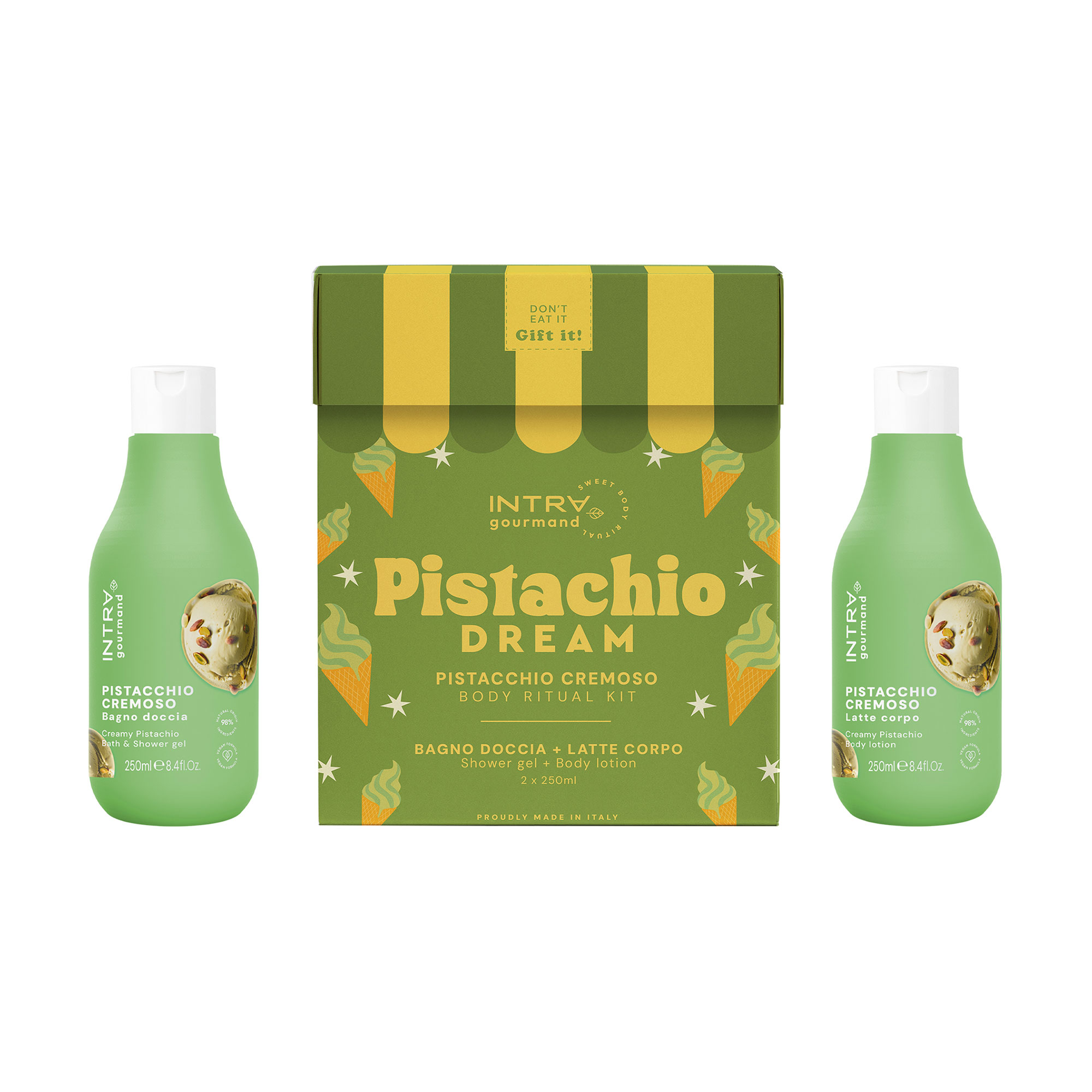 Набір для тіла Intra Gourmand Pistachio Dream (гель для душу, 250 мл + лосьйон для тіла, 250 мл)
