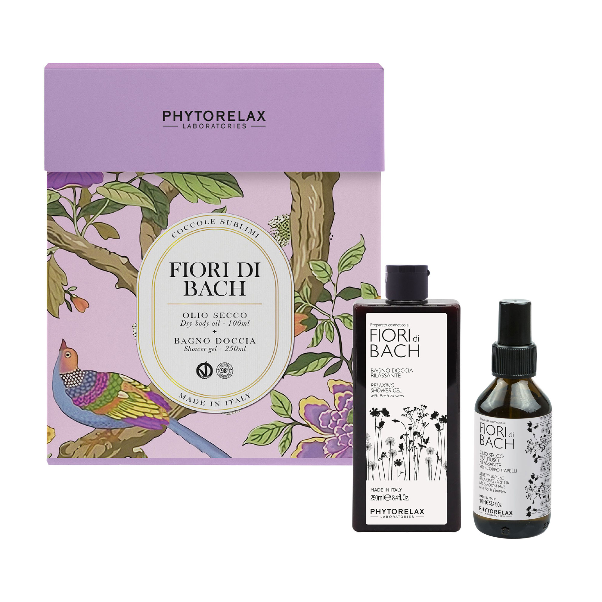 Набір для тіла Phytorelax Laboratories Bach Flowers (гель для душу, 250 мл + олія для обличчя, тіла та волосся, 100 мл)