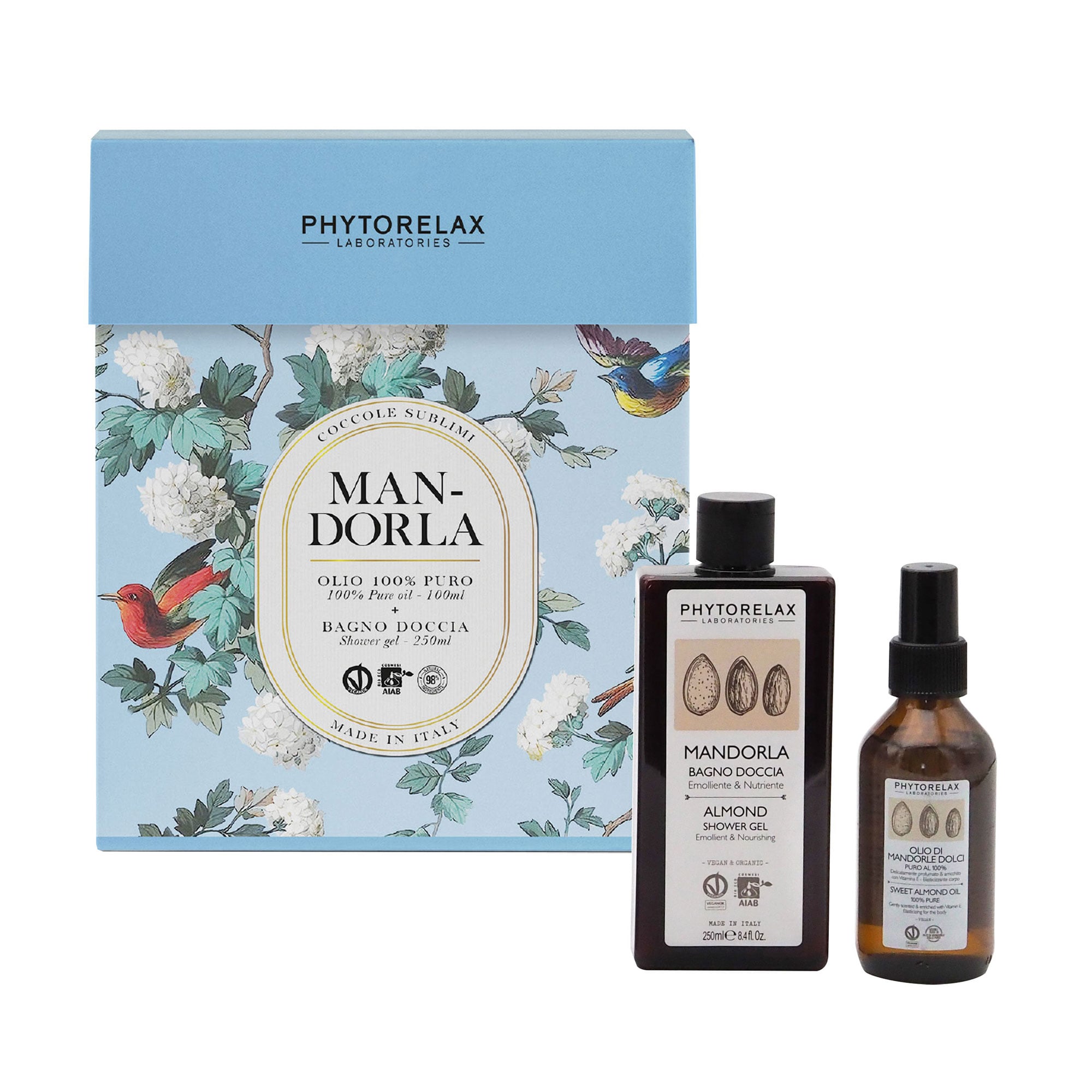Набір для тіла Phytorelax Laboratories Sweet Almond (гель для душу, 250 мл + олія для обличчя, тіла та волосся, 100 мл)