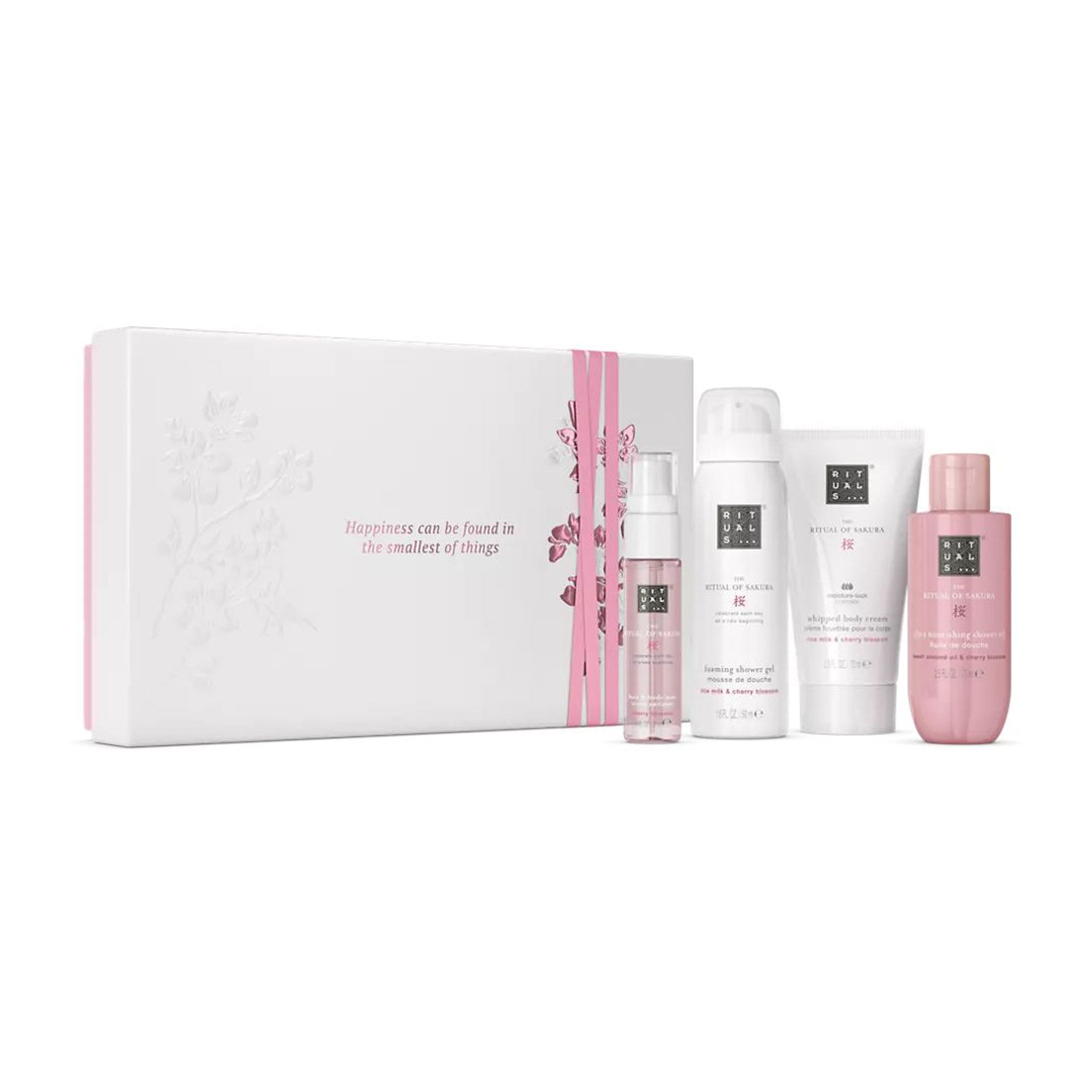 Набір для тіла Rituals The Ritual Of Sakura Small 2025 (гель-піна для душу, 50 мл + крем для тіла, 70 мл + спрей, 20 мл + олія для душу, 75 мл)