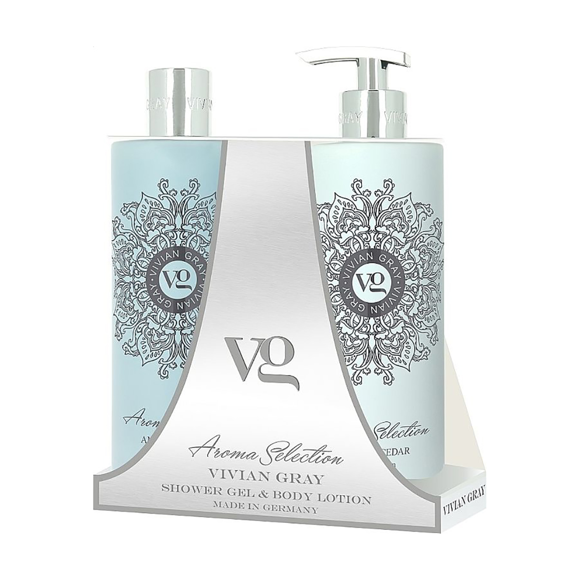 Набір для тіла Vivian Gray Aroma Selection Amber &amp; Cedar (гель для душу, 500 мл + лосьйон для тіла, 500 мл)