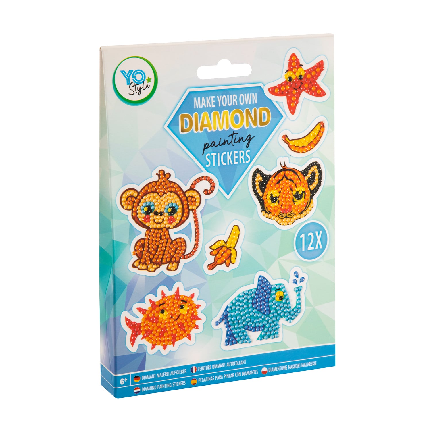Набір для творчості Grafix Diamond Painting Stickers Алмазні наліпки Тварини, від 6 років, 18*13*2.5 см (6337649)