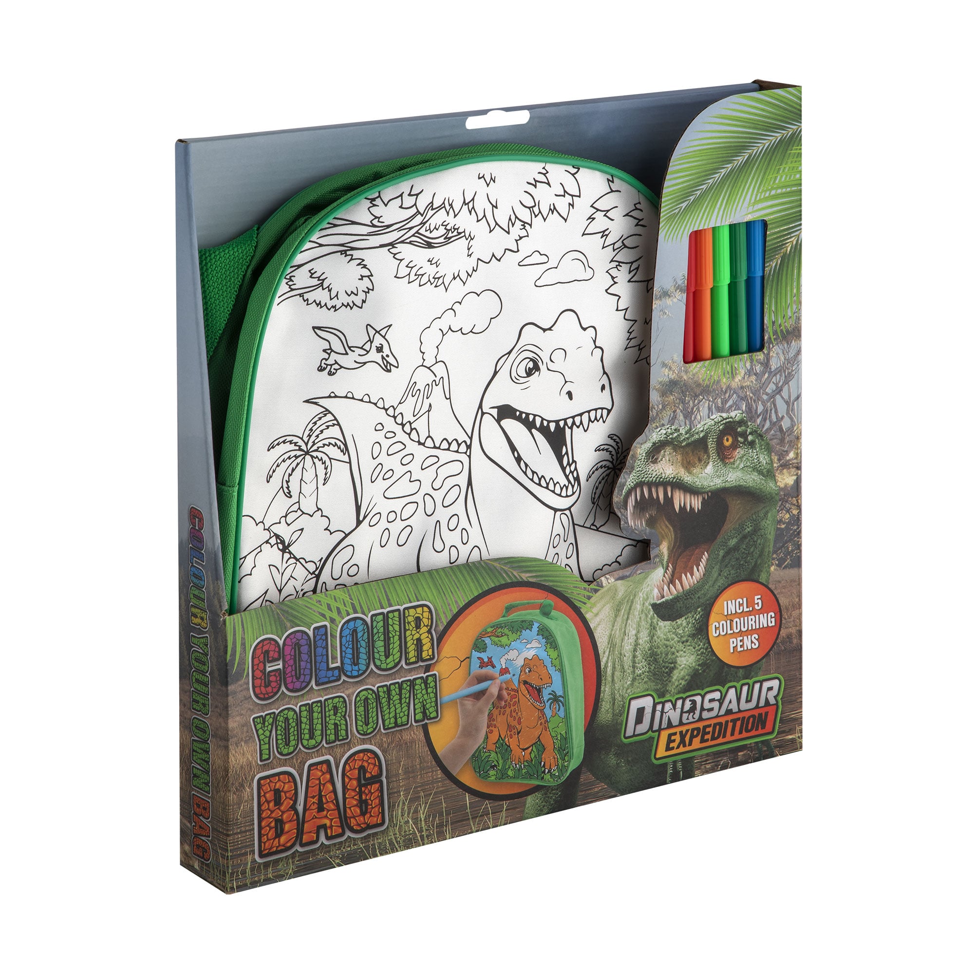 Набір для творчості Moxy Dinosaur Expedition від 3 років, 40*30*31 см (рюкзак-розмальовка, 1 шт + фломастери, 5 шт) (990192)