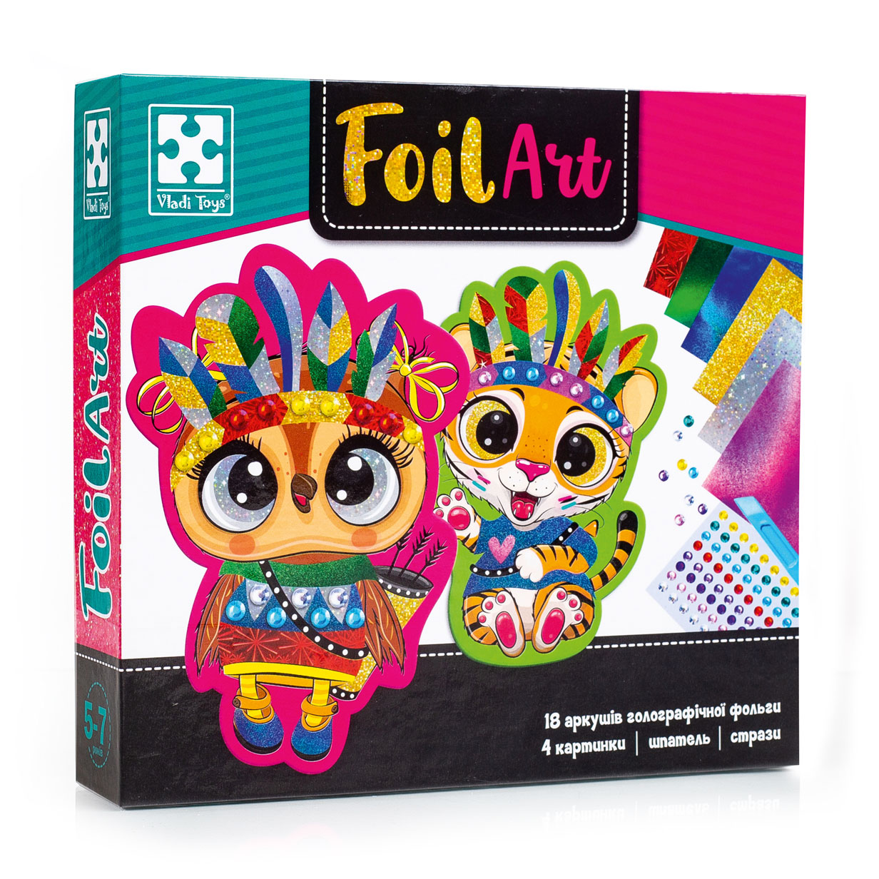 Набір для творчості Vladi Toys Foil Art Шалені індіанці, 23 деталі, від 5 років (VT4433-09)