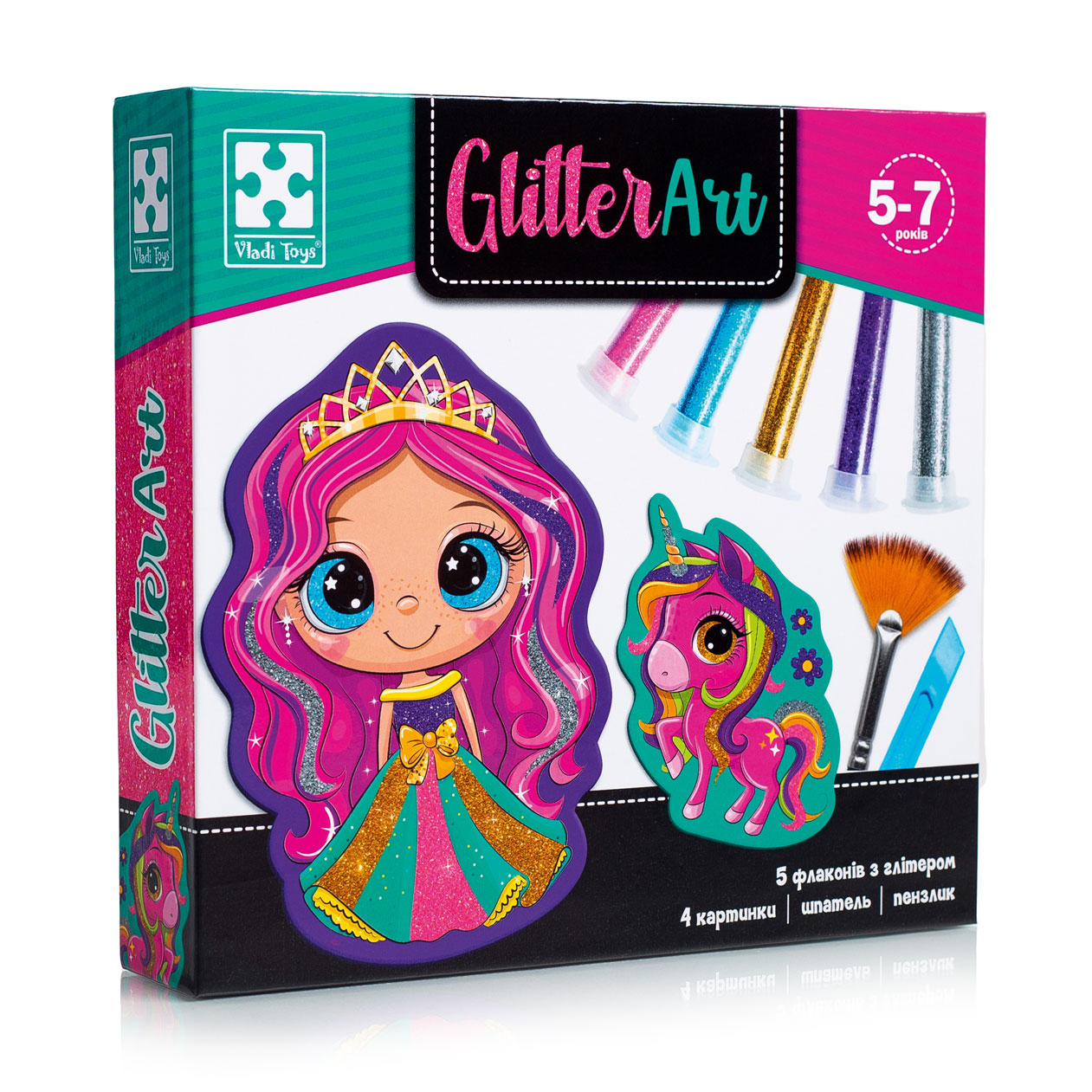 Набір для творчості Vladi Toys Glitter Art Казкові принцеси, 12 деталей, від 5 років (VT4501-10)