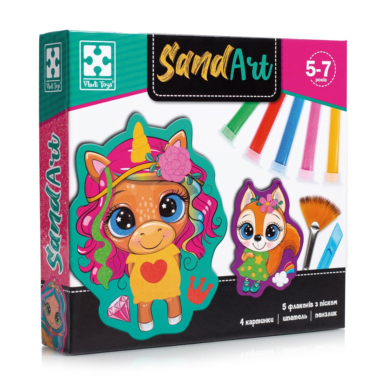Набір для творчості Vladi Toys Sand Art Веселі друзі, 12 деталей, від 5 років (VT4501-01)