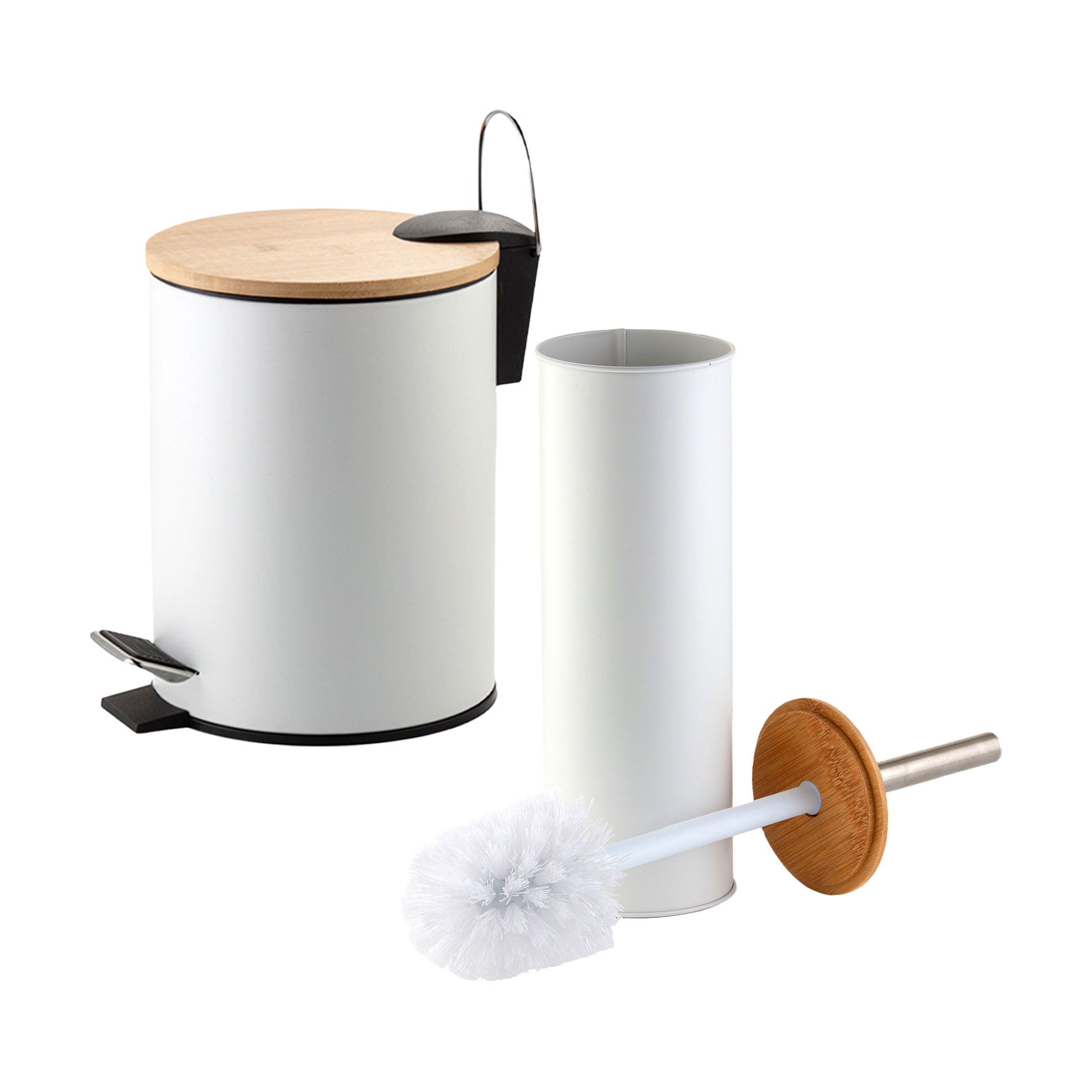 Набір для ванної кімнати Fabrika Bamboo White (йоржик, 1 шт + відро, 3 л) (FK-WB1106W)