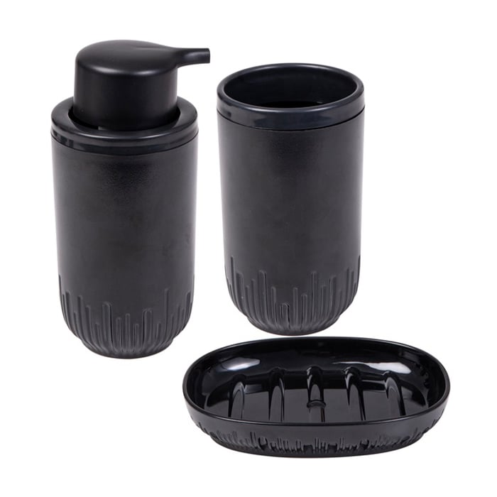 Набір для ванної кімнати Herevin Set-Black (дозатор для мила, 1 шт + підставка для мила, 1 шт + склянка для зубних щіток, 1 шт) (162241-012)