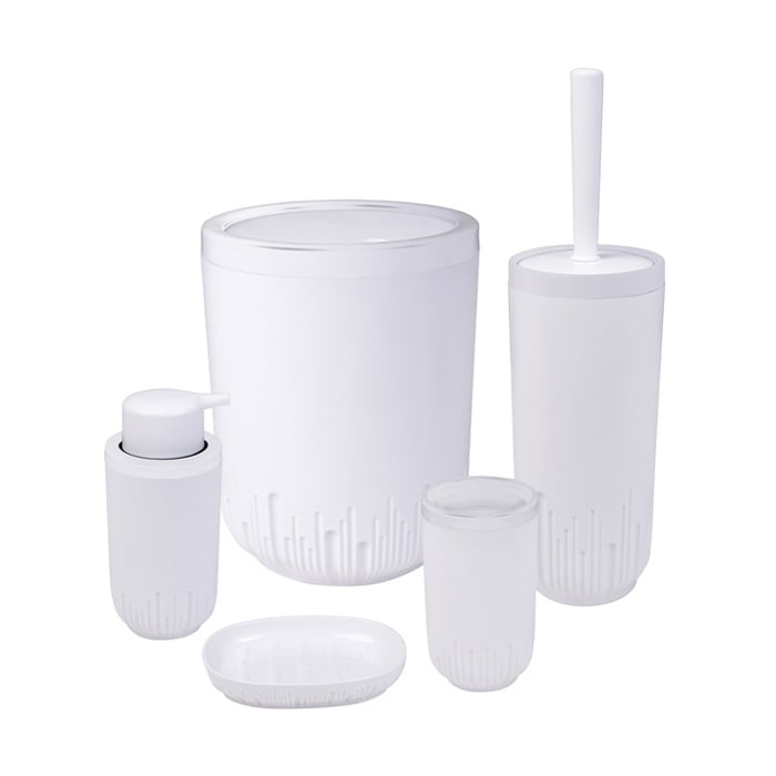 Набір для ванної кімнати Herevin Set-White (дозатор, 1 шт + підставка, 1 шт + склянка, 1 шт + йоржик, 1 шт + відро, 5 л) (162240-004)