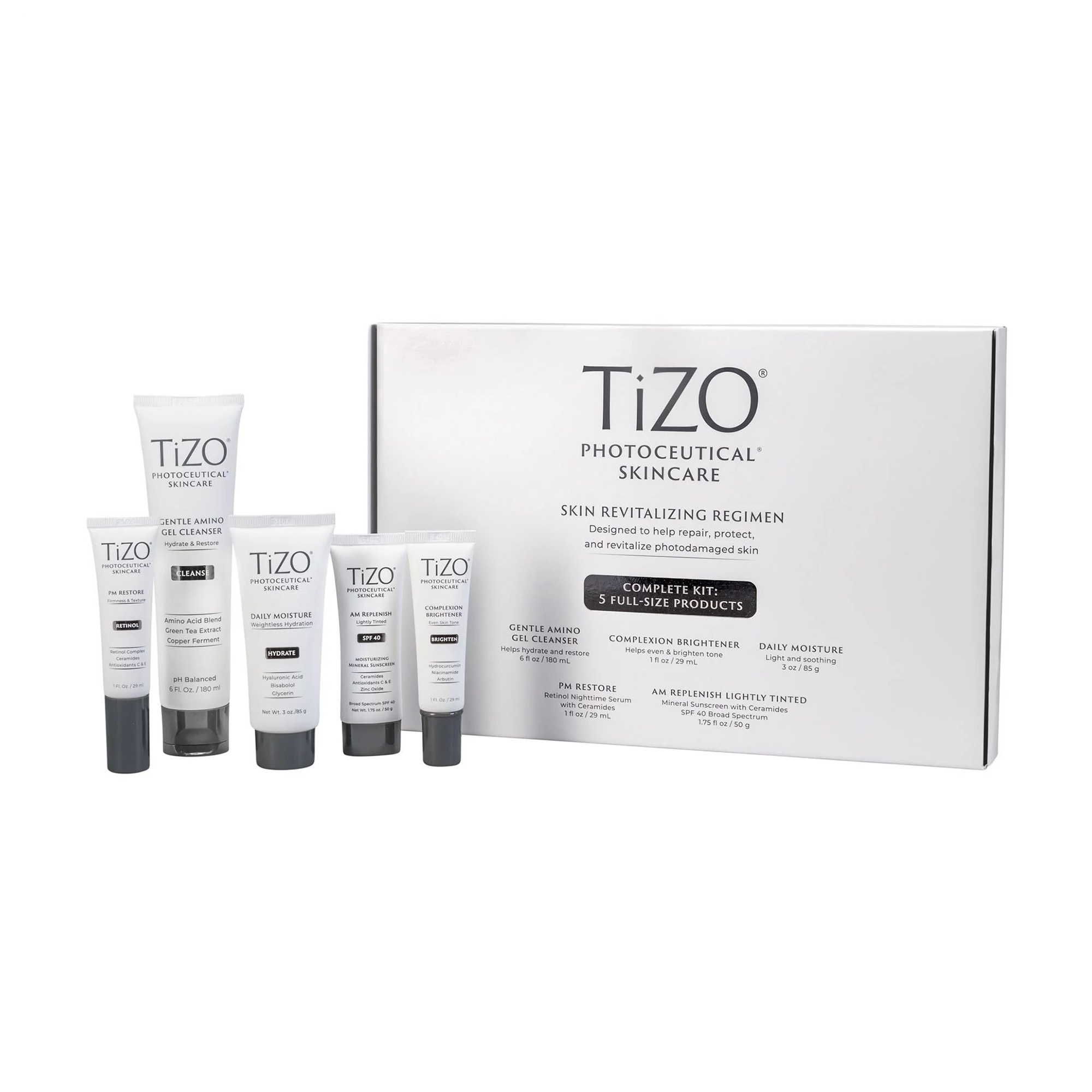 Набір для відновлення шкіри обличчя та тіла TiZO Skin Revitalizing Regimen, 5 продуктів