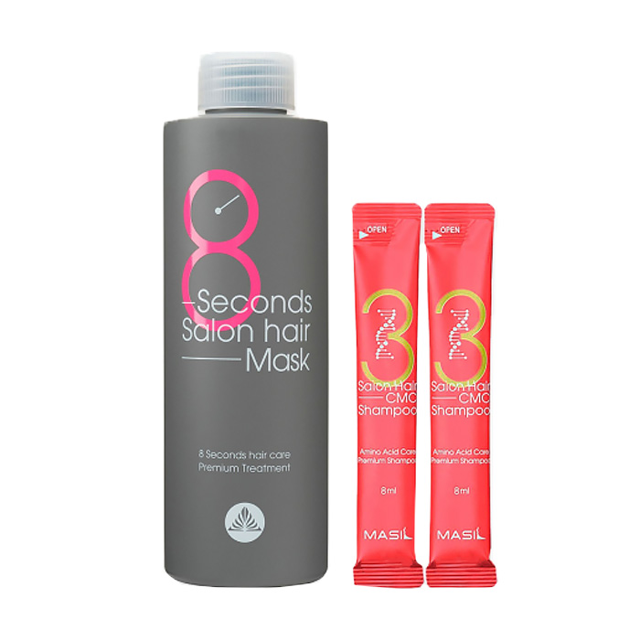 Набір для відновлення волосся Masil 8 Seconds Salon Hair Set з кератином та колагеном (маска, 350 мл + шампунь, 2*8 мл)