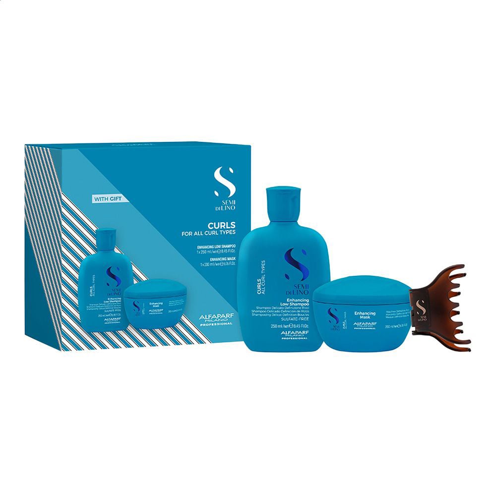 Набір для волосся Alfaparf Milano Semi Di Lino Curls (шампунь, 250 мл + маска, 200 мл + заколка, 1 шт)