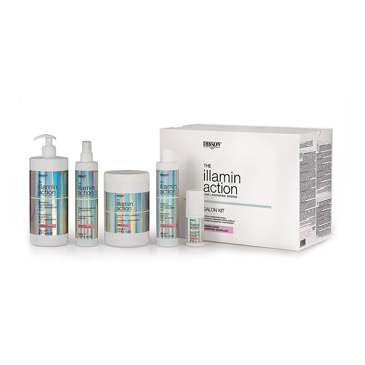 Набір для волосся Dikson The Illaminaction Salon Kit (шампунь, 1 л + праймер, 300 мл + концентрат, 1 л + крем, 200 мл + спрей, 80 мл)