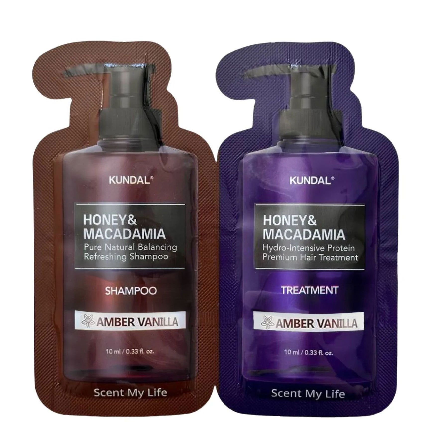 Набір для волосся Kundal Honey &amp; Macadamia Amber Vanilla (шампунь, 10 мл + кондиціонер, 10 мл)