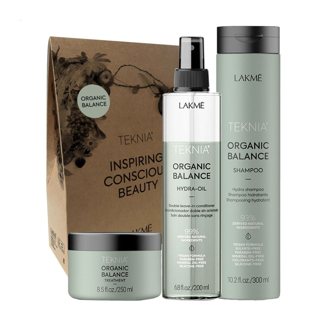Набір для волосся Lakme Teknia Organic Balance (шампунь, 300 мл + маска, 250 мл + олія, 200 мл)