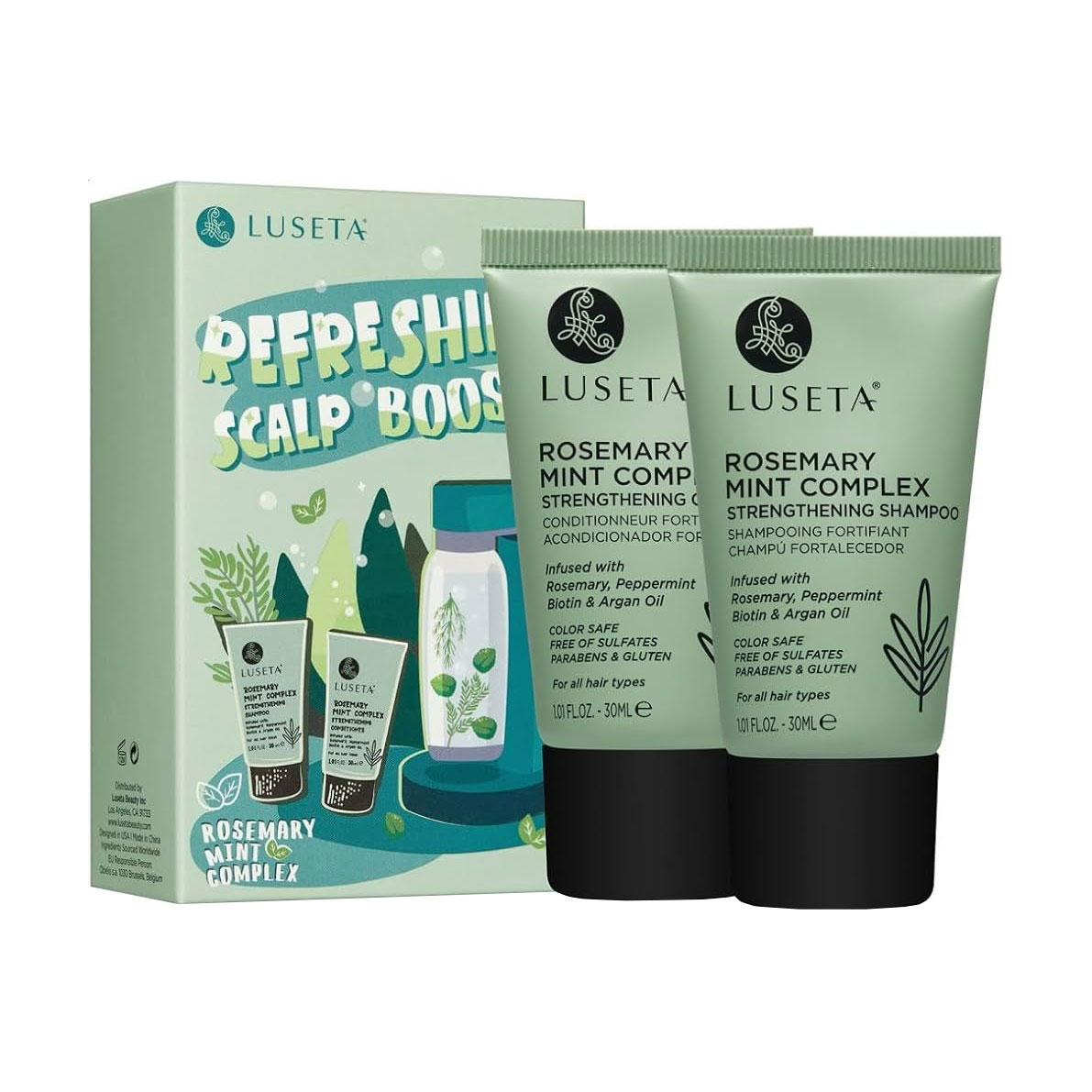 Набір для волосся Luseta Rosemary Mint Complex (шампунь, 30 мл + кондиціонер, 30 мл)