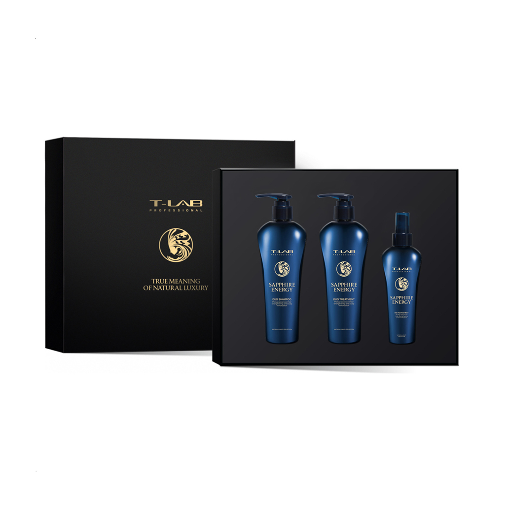 Набір для волосся T-LAB Professional Sapphire Energy Ritual (шампунь, 300 мл + кондиціонер, 300 мл + міст, 150 мл)
