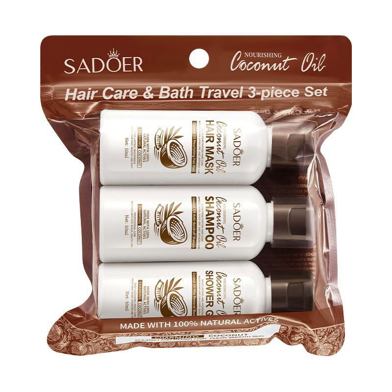 Набір для волосся та тіла Sadoer Coconut Oil Hair Care &amp; Bath Travel Set (шампунь, 50 мл + маска, 50 мл + гель для душу, 50 мл)