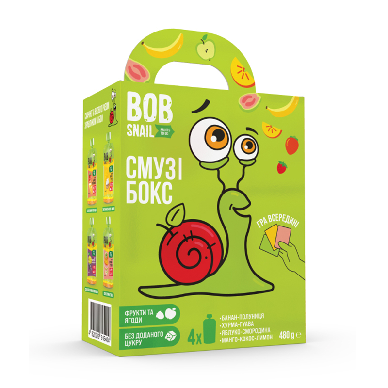 Набір дитячого фруктового пюре Bob Snail Смузі Бокс, 4*120 г