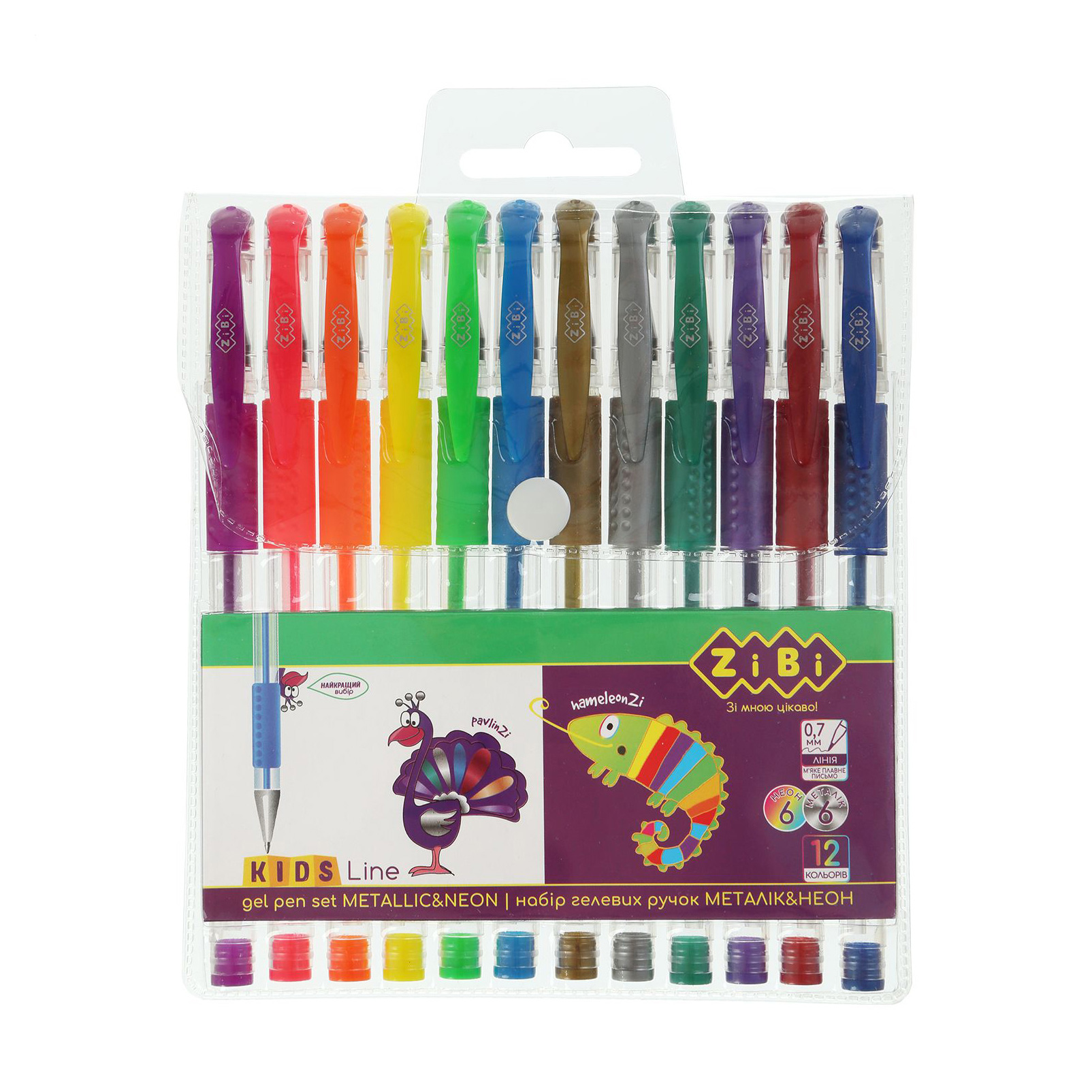 Набір гелевих ручок ZiBi Kids Line Metallic &amp; Neon, 12 шт (Кнц2205)