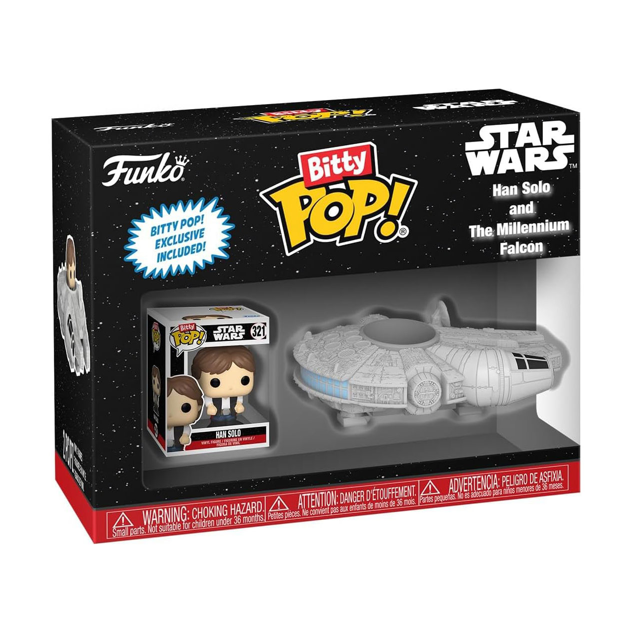 Набір ігрових фігурок Funko Bitty Pop! Ride серії Зоряні війни, Хан Соло й Тисячолітній сокіл, від 3 років (83623)
