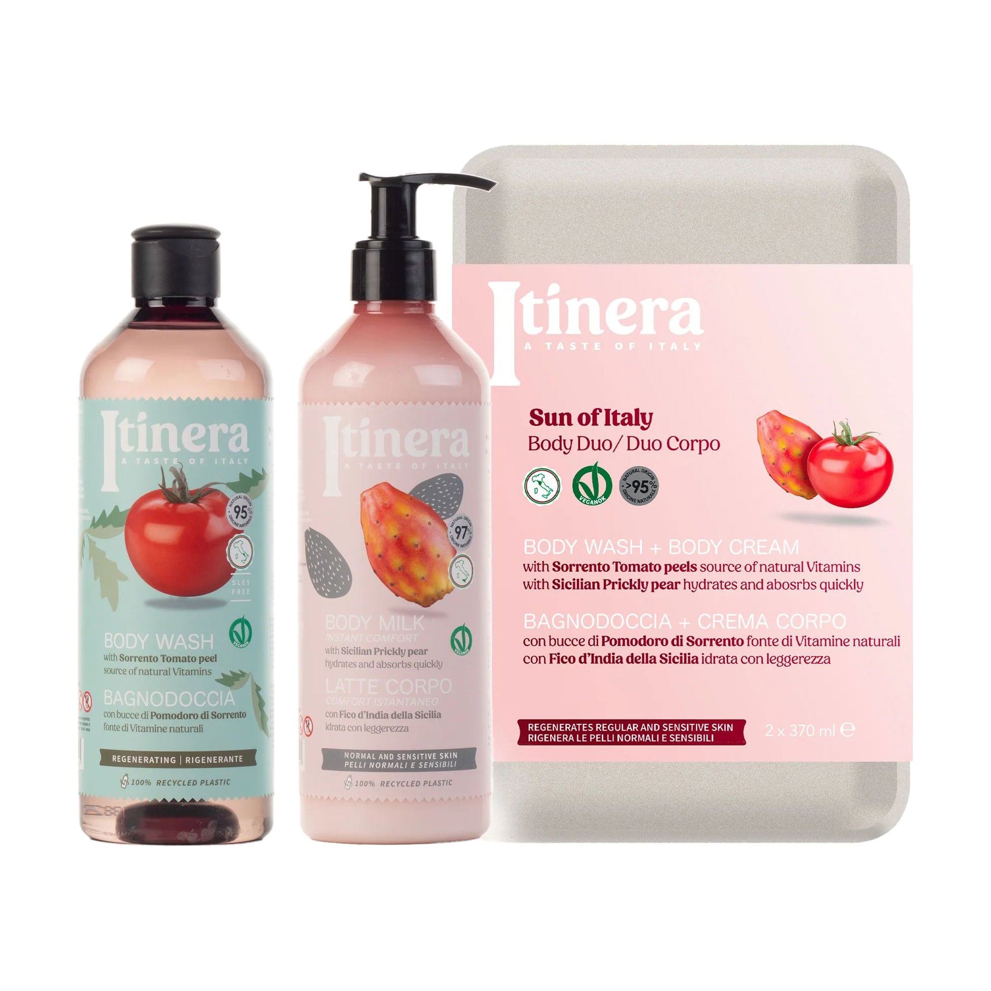 Набір Itinera Sun Of Italy Body Duo (гель для душу, 370 мл + молочко для тіла, 370 мл)