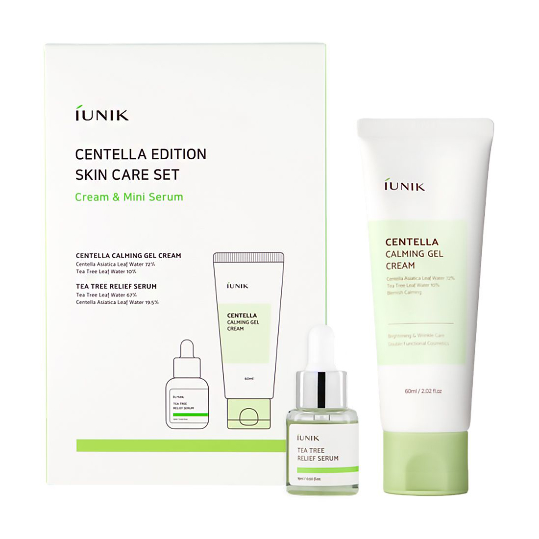 Набір IUNIK Centella Edition Skincare Set (крем для обличчя, 60 мл + сироватка для обличчя, 15 мл)