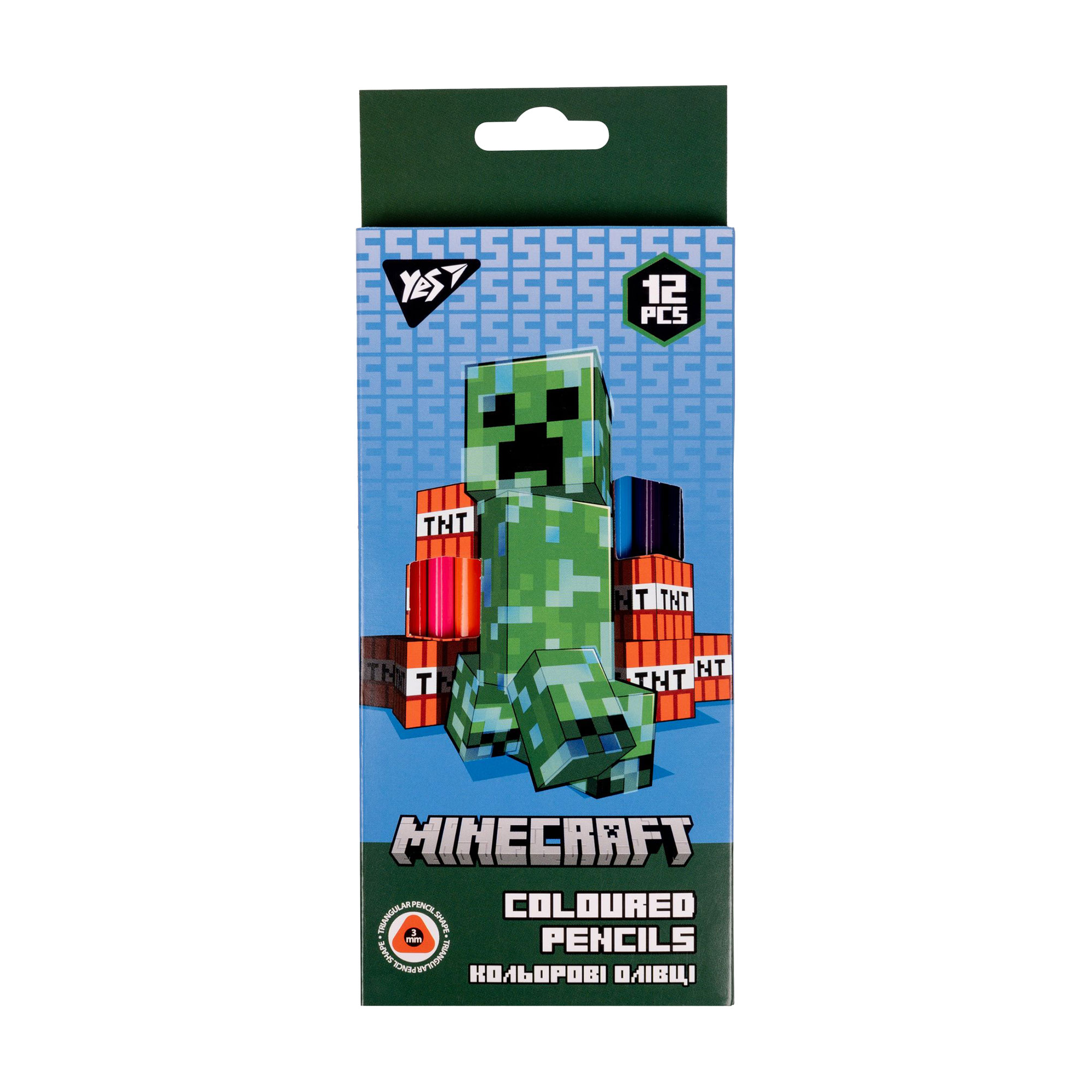 Набір кольорових олівців YES Minecraft, 12 кольорів (290701)